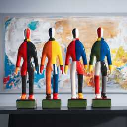 Malevich Sportsmen Statues Handmade & Handpainted Ceramic Art - Set Of 4 - thumbnail 2
