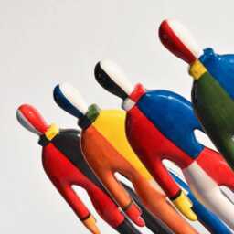 Malevich Sportsmen Statues Handmade & Handpainted Ceramic Art - Set Of 4 - thumbnail 3