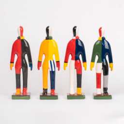Malevich Sportsmen Statues Handmade & Handpainted Ceramic Art - Set Of 4 - thumbnail 1