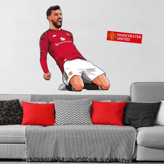 Manchester United Fc Wall Sticker - Bruno Fernandes 25/26 Illustration Decal Art - image 1