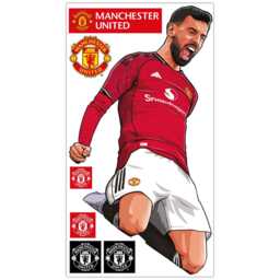Manchester United Fc Wall Sticker - Bruno Fernandes 25/26 Illustration Decal Art - thumbnail 3