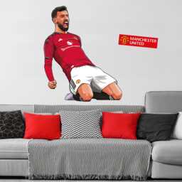 Manchester United Fc Wall Sticker - Bruno Fernandes 25/26 Illustration Decal Art - thumbnail 1
