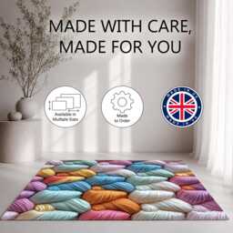 Pastel Chunky Braided Yarn Texture Rug Non-Slip Soft Area Carpet Bedroom Living Room Hallway Mat Decor - Made in UK - thumbnail 2