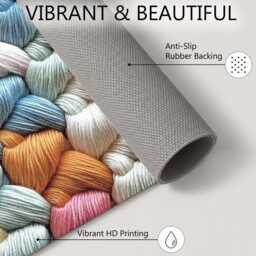 Pastel Chunky Braided Yarn Texture Rug Non-Slip Soft Area Carpet Bedroom Living Room Hallway Mat Decor - Made in UK - thumbnail 4