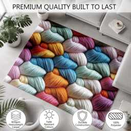 Pastel Chunky Braided Yarn Texture Rug Non-Slip Soft Area Carpet Bedroom Living Room Hallway Mat Decor - Made in UK - thumbnail 3
