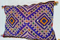 "Moroccan Kilim Pillow Cushion Cover, Handmade Double Face With Silver Sequins 29"" X 20" - thumbnail 1