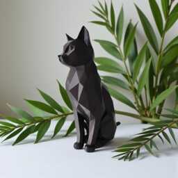 Sitting Elegant Low Poly Cat - Three Sizes Modern Geometric Art - thumbnail 3