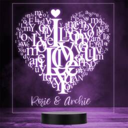 Shape Love Lettering Valentine's Day Personalised Gift Colour Change Night Light - thumbnail 1