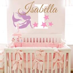 Personalized Girls Mermaid Name Wall Decal Custom Nursery Baby Girl Little Decals Decor Bedroom - thumbnail 3