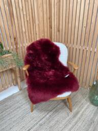 Sheepskin Rug , Cranberry Sheepskin Large Rug, Long Interior Decor Bed Throw, Chair Cover, Fur Hygge, Luxury Throw