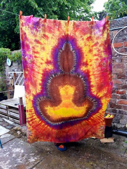 Tie Dye Tapestry Wall Hanging Psychedelic Buddha 150x220cm Handmade - image 1