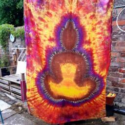 Tie Dye Tapestry Wall Hanging Psychedelic Buddha 150x220cm Handmade - thumbnail 2