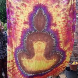 Tie Dye Tapestry Wall Hanging Psychedelic Buddha 150x220cm Handmade - thumbnail 3