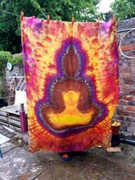 Tie Dye Tapestry Wall Hanging Psychedelic Buddha 150x220cm Handmade - thumbnail 1