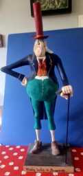 Whimsical Wood Carving, Top Hat Gentleman - thumbnail 1