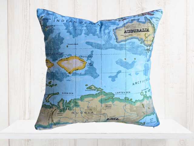World Atlas Map Pillow Cover - Vintage Style Throw - image 1