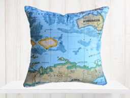 World Atlas Map Pillow Cover - Vintage Style Throw - thumbnail 1