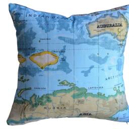 World Atlas Map Pillow Cover - Vintage Style Throw - thumbnail 4