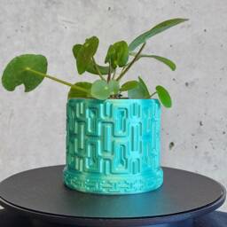 Small Geometric Succulent Planter Vase With Water Drip Tray. For The 3 Inch Planter Pot - thumbnail 1