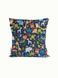 Safari Animal Cushion Cover Blue, Children Bedroom Accessories, Jungle Cushions For Nursery Decor, Covers Cute - thumbnail 1