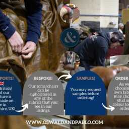 Handmade 3 Seater Iron Grey Wool & Vintage Tan Leather Chesterfield Sofa - thumbnail 2