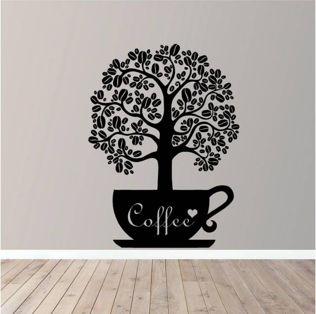 Coffee Tree in A Mug - 0828 Vinyl Wall Art, Decal, Sticker, Transfer, Mural, Decor, Rent Friendly, Interior, Exterior, Full - image 1