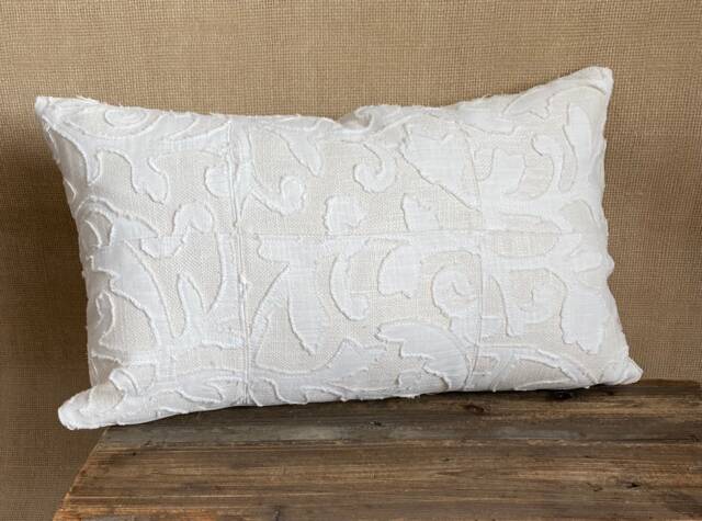 Floral Appliqu?? Pillow Cover Cream & White Farmhouse Decor - image 1