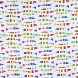 Gone Fishing Cushion Cover Multicolored Fish Print, Red Piping - thumbnail 4