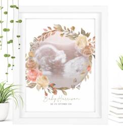 Framed Watercolour Baby Scan Print Art, Frame, Shower Gift, Ultrasound Photo, Mothers Day Gift From Bump - thumbnail 1