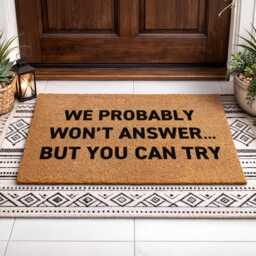 We Probably Won't Answer Doormat - Funny Introvert Gift But You Can Try Sign - thumbnail 3