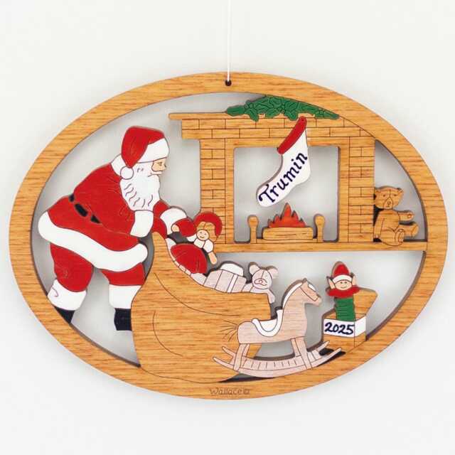 Personalized Children's Santa Christmas Ornament-Wood, Laser Cut, Hand Painted - image 1