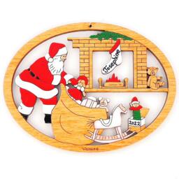 Personalized Children's Santa Christmas Ornament-Wood, Laser Cut, Hand Painted - thumbnail 2