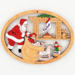 Personalized Children's Santa Christmas Ornament-Wood, Laser Cut, Hand Painted - thumbnail 3