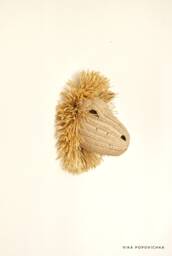 Animal Wicker Lion, Wall Mounted Lion in The Playroom Decoration Home Raffia Decor Safari Home Interior Design Ideas Rattan