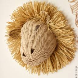 Animal Wicker Lion, Wall Mounted Lion in The Playroom Decoration Home Raffia Decor Safari Home Interior Design Ideas Rattan - thumbnail 3