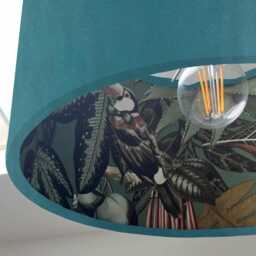 Teal Velvet Wonderland Drum Lampshade, Double Sided Lampshade With Sage Paper On Interior, Ceiling Light Shade - thumbnail 2