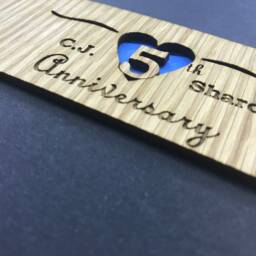 5Th Anniversary Picture Frame - 5x7 Holds 3x5 Photo Wedding Gift Wood For Her Our - thumbnail 3
