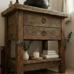 Reclaimed Wood Double Drawer Bathroom Vanity Rustic Farmhouse Style - thumbnail 4