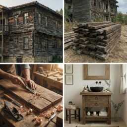 Reclaimed Wood Double Drawer Bathroom Vanity Rustic Farmhouse Style - thumbnail 3