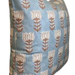 Schumacher Mia Tulip Sky & Sand Cushion Cover Pillow Double Sided - thumbnail 2