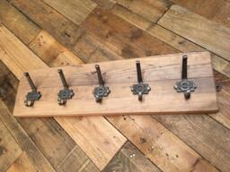 Rustic Pine Wood Cast Iron Coat Hook Rack. Industrial Wall Plaque London Underground Steel Hooks. Stand, Hat, Made To Measure Custom