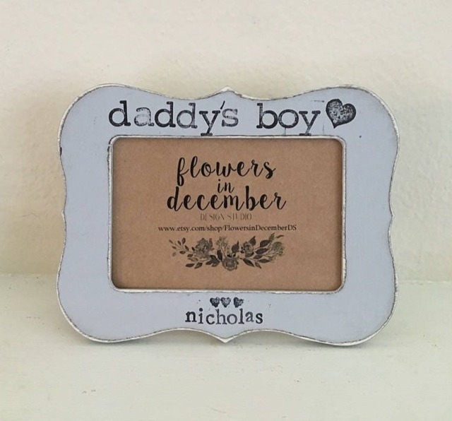 Personalized Father's Day Picture Frame Hand Stamped Vintage Style - image 1