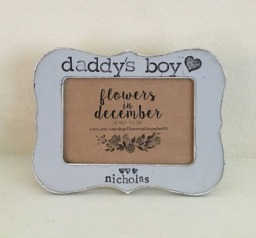Personalized Father's Day Picture Frame Hand Stamped Vintage Style - thumbnail 1