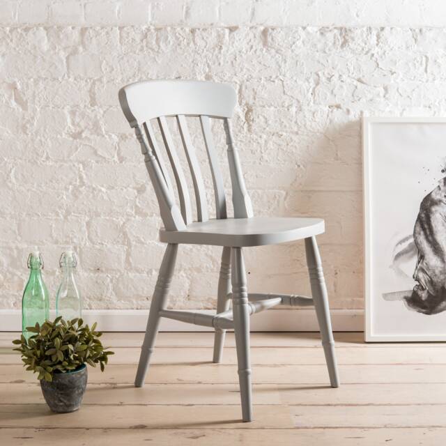 Farmhouse Dining Chairs Painted in Farrow & Ball Colours. Solid Hardwood Chair With Slat Seat Backs - image 1