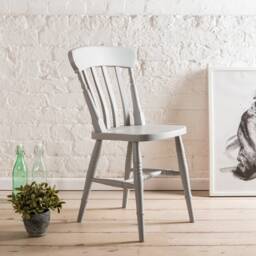Farmhouse Dining Chairs Painted in Farrow & Ball Colours. Solid Hardwood Chair With Slat Seat Backs