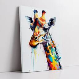 Colorful Giraffe Head Abstract Oil Painting Splatter Style Wall Art, Framed Canvas Poster Print, Home Kitchen Office Room Decor, Gifts - thumbnail 2