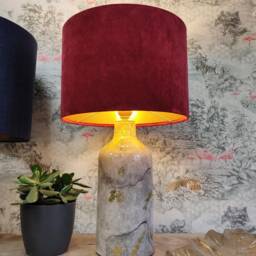 Red Lampshade in Velvet With Gold Lining, Large Plain Ceiling Lightshade - thumbnail 2