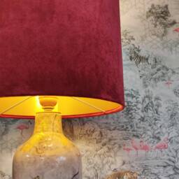 Red Lampshade in Velvet With Gold Lining, Large Plain Ceiling Lightshade - thumbnail 3
