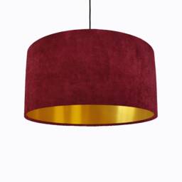 Red Lampshade in Velvet With Gold Lining, Large Plain Ceiling Lightshade - thumbnail 1