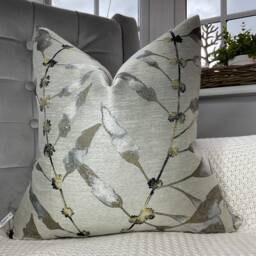 Abstract Leaf Design Cushion Cover, Decorative Pillow Grey - Gold Double Sided , Throw Cover For Sofa Or Bed - thumbnail 2